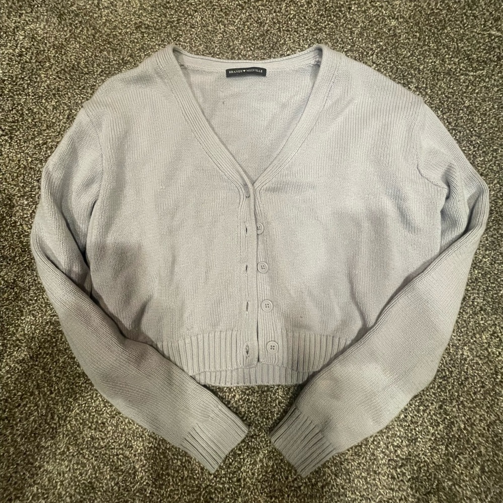 brandy melville purple/blue cropped cardigan